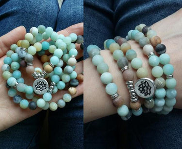 Beautiful Matte Amazonite 108 Bead HEALING Mala Bracelet/Necklace